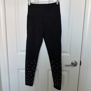LEG3ND Girls Black & Silver Star Leggings Size Small (8-10 Year Old)